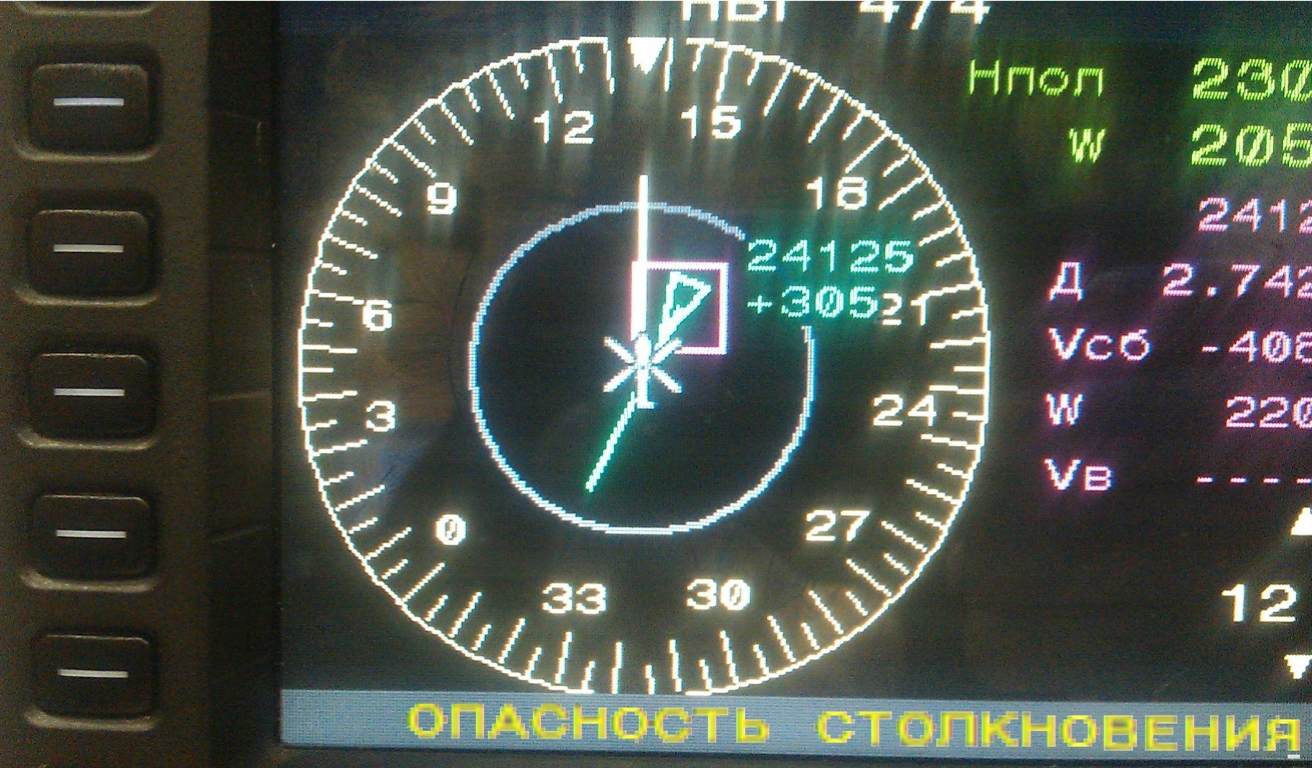 Индикация режима "Опасное сближение" на МФИ TDS-84 вертолетов Ми-8МТВ-1